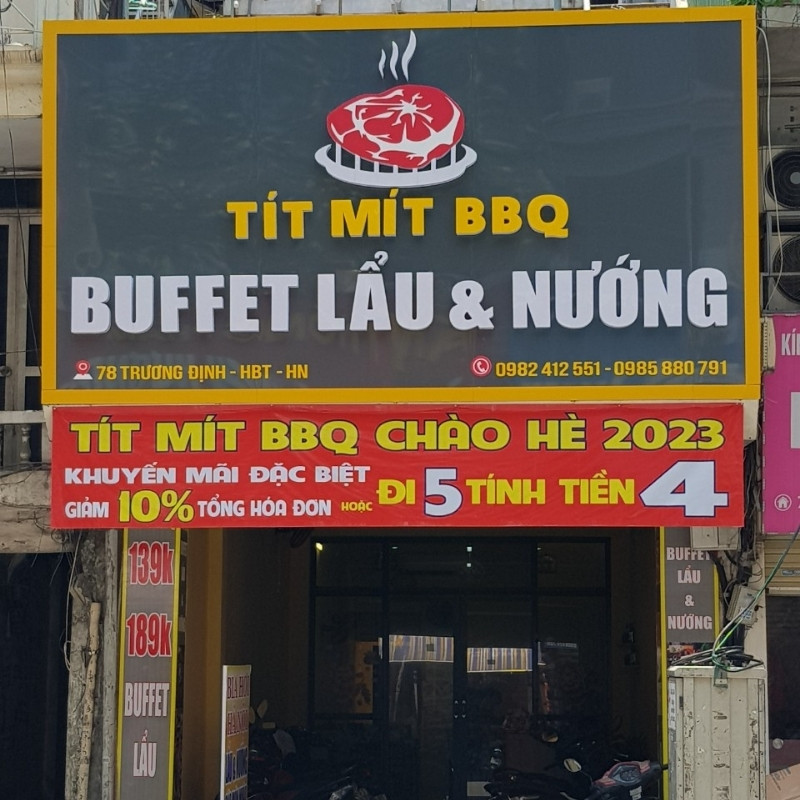 Mẫu bảng hiệu buffet lẩu nướng t&iacute;t m&iacute;t BBQ