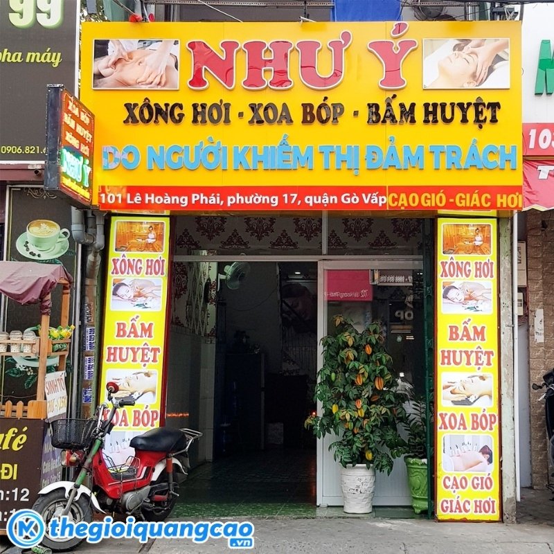 Bảng hiệu massage x&ocirc;ng hơi, xoa b&oacute;p, bấm huyệt Như &Yacute;