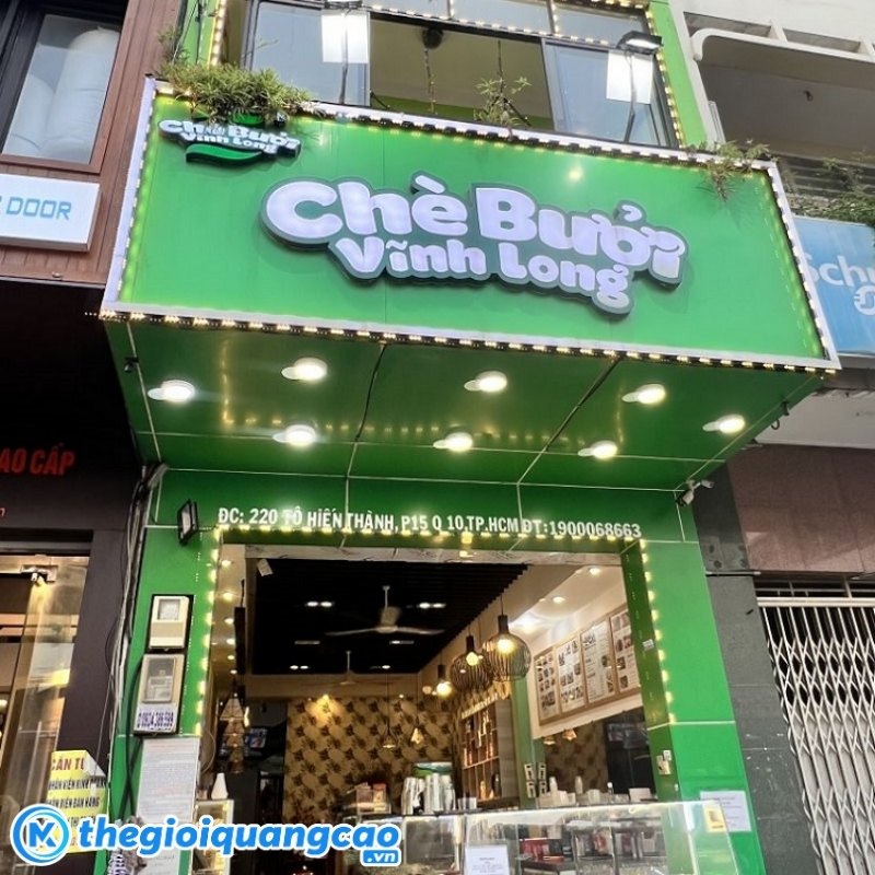 Thi c&ocirc;ng bảng hiệu m&agrave;u xanh l&aacute; c&acirc;y gi&aacute; rẻ tại TPHCM