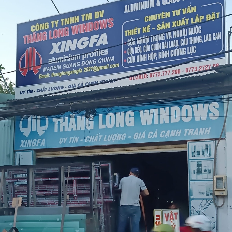 Mẫu bảng hiệu nh&ocirc;m k&iacute;nh Xingfa Thăng Long