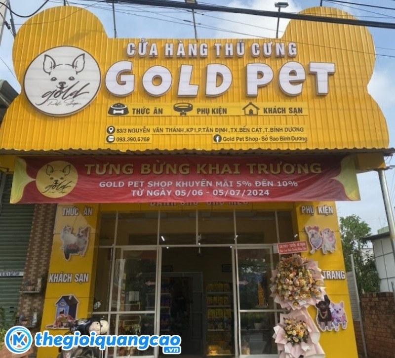 Mẫu bảng hiệu pet shop tone v&agrave;ng