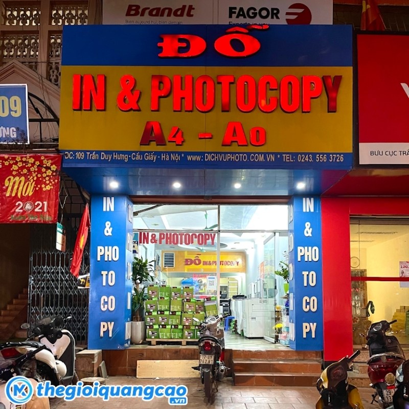 Mẫu biển quảng cáo photocopy chữ nổi mica