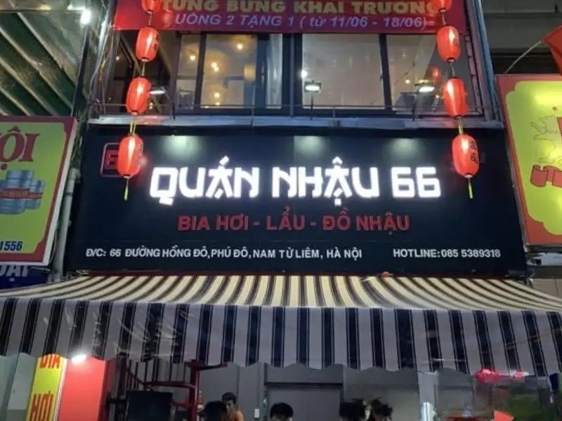 Bảng hiệu qu&aacute;n nhậu mặt dựng Alu kết hợp chữ nổi Mica gắn LED