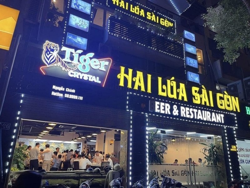Mẫu bảng hiệu qu&aacute;n nhậu Hai L&uacute;a S&agrave;i G&ograve;n