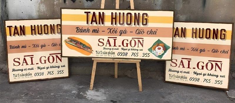 Mẫu bảng hiệu s&agrave;i g&ograve;n xưa b&aacute;nh m&igrave;, x&ocirc;i g&agrave;