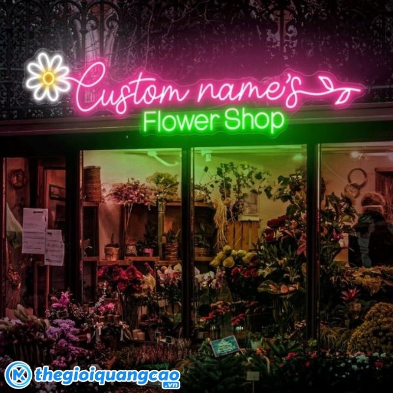 Bảng hiệu shop hoa tươi đ&egrave;n led neon sign