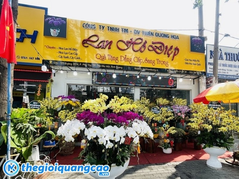 Bảng hiệu shop hoa nền alu kết hợp chữ nổi mica