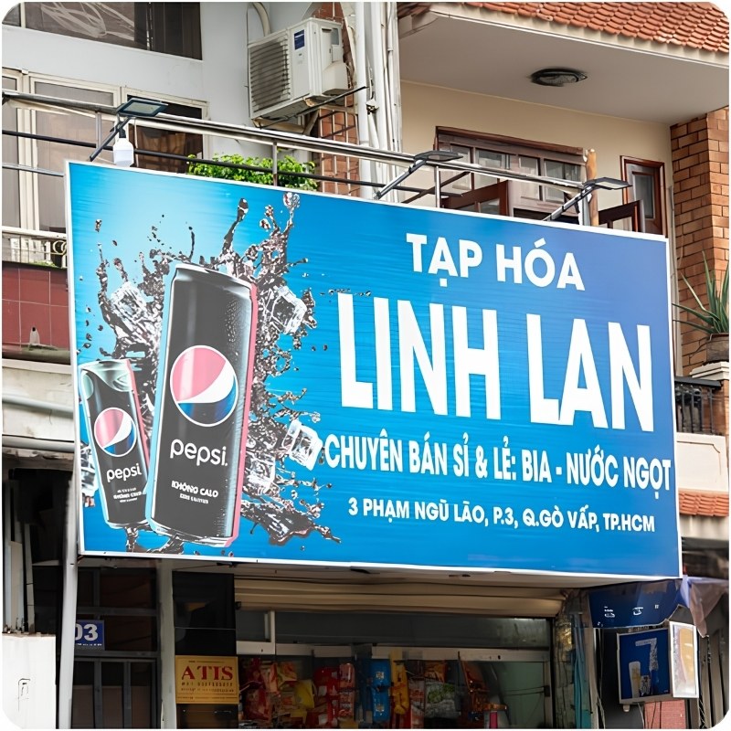 Bảng hiệu tạp h&oacute;a chất liệu bạt hiflex
