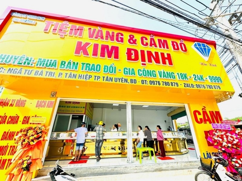 Mẫu bảng hiệu tiệm v&agrave;ng, cầm đồ Kim Định