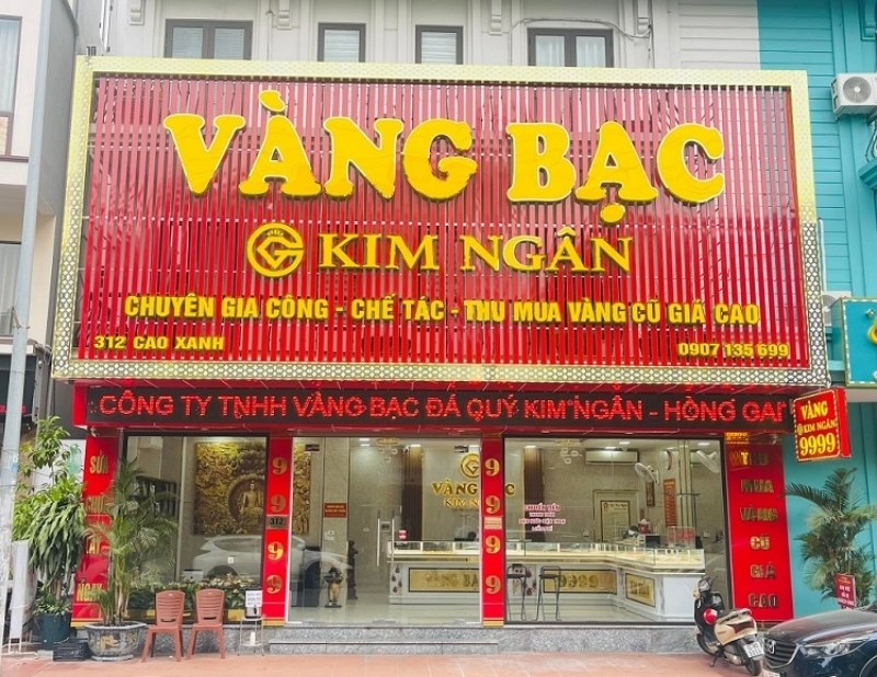 Mẫu bảng hiệu tiệm v&agrave;ng bạc Kim Ng&acirc;n