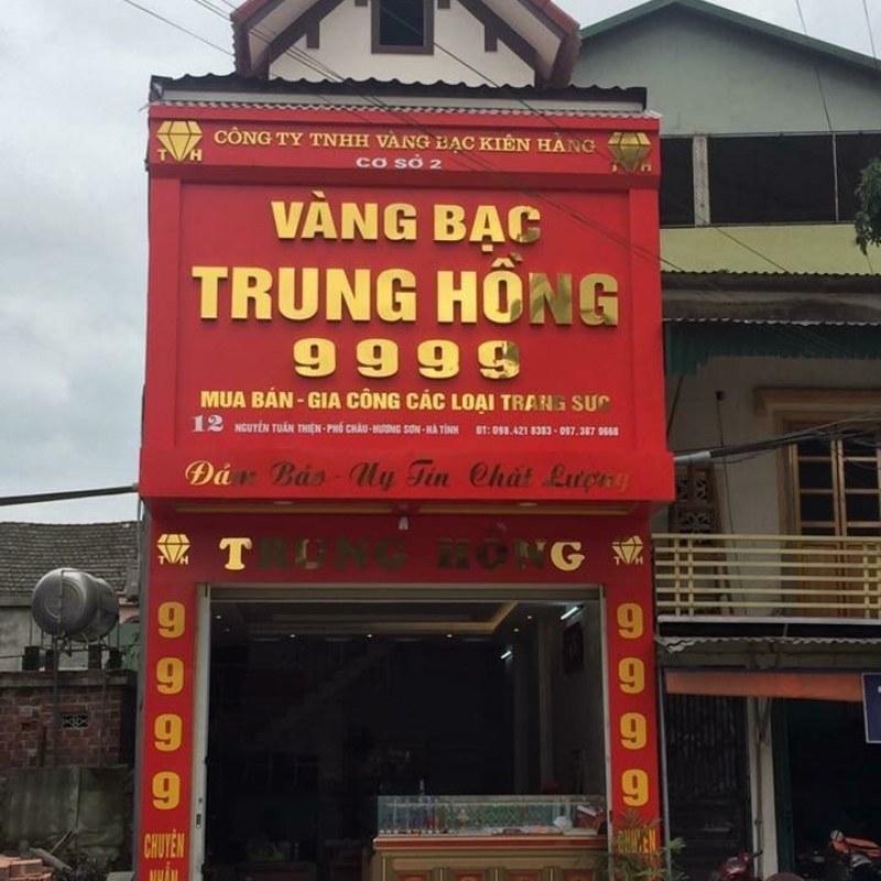 Bảng hiệu tiệm v&agrave;ng chữ nổi inox v&agrave;ng gương cao cấp