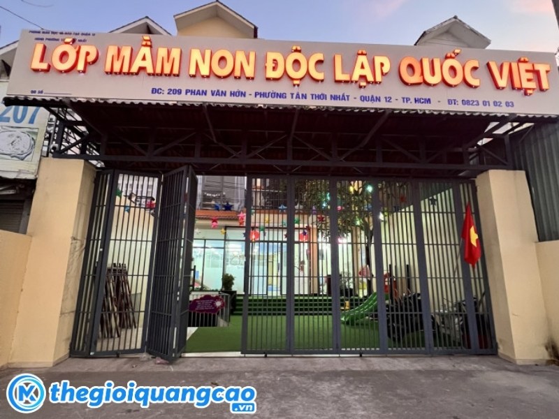 Mẫu bảng hiệu trường mầm non tư thục