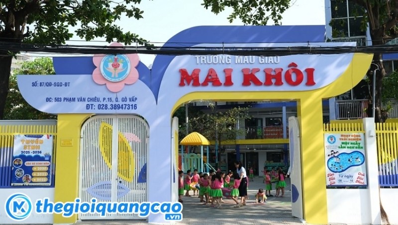 Mẫu bảng hiệu trường mầm non Mai Kh&ocirc;i