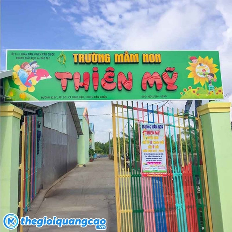 Mẫu bảng hiệu trường mầm non Thi&ecirc;n Mỹ