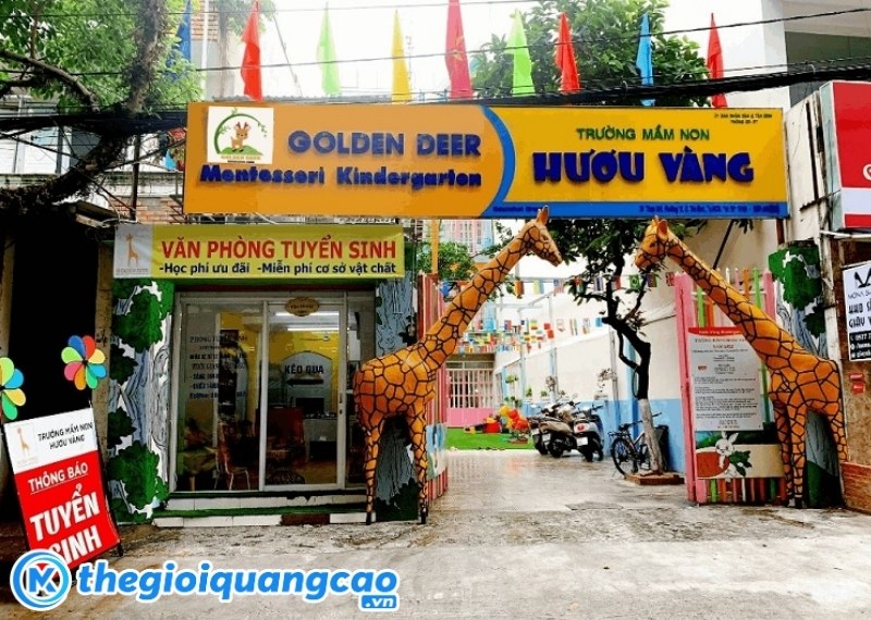 Mẫu bảng hiệu trường mầm non Hưu V&agrave;ng