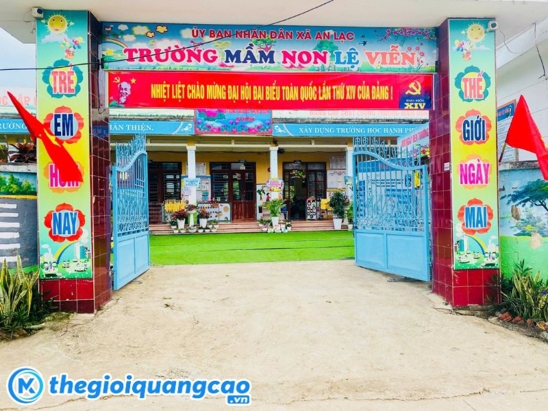 Thiết kế v&agrave; thi c&ocirc;ng bảng hiệu trường mầm non theo y&ecirc;u cầu