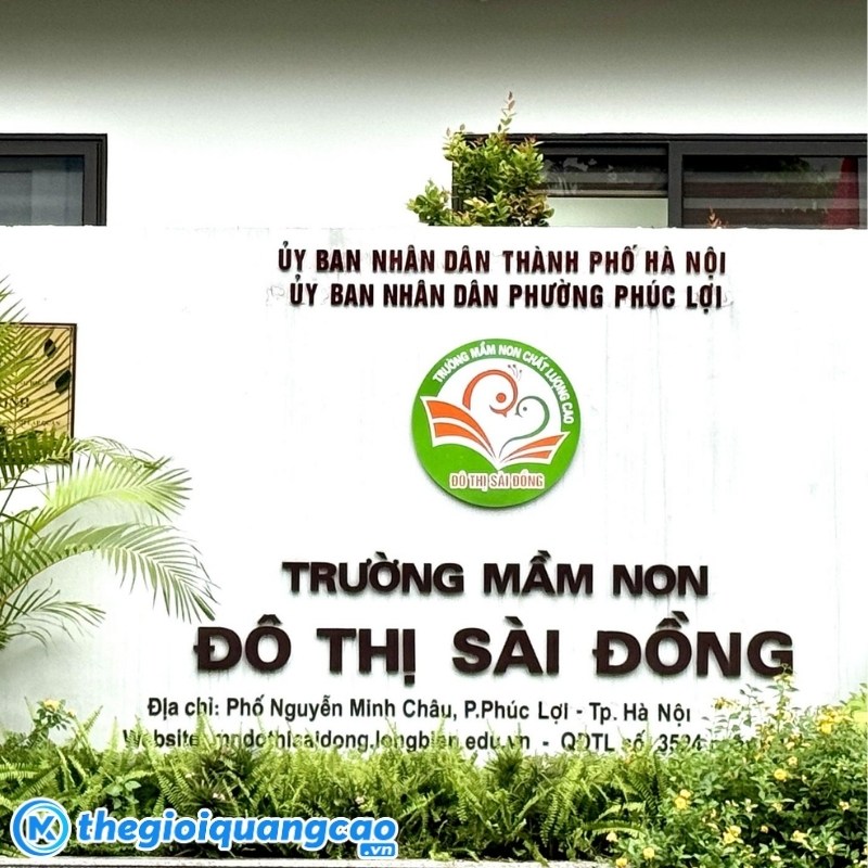 Mẫu bảng hiệu trường mầm non Đ&ocirc; Thị S&agrave;i Đồng
