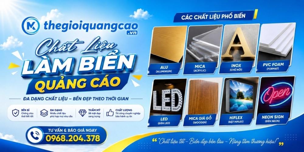  10+ Chất Liệu Làm Biển Quảng Cáo Đẹp, Bền & Phổ Biến