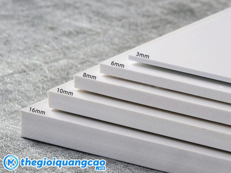 Các kích thước tiêu chuẩn của tấm formex