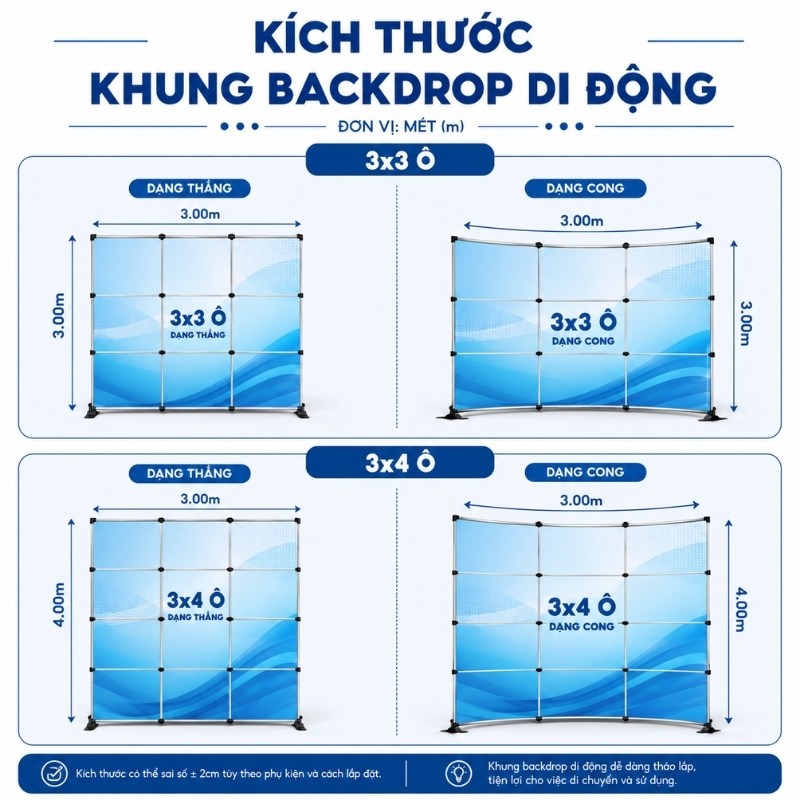 K&iacute;ch thước khung backdrop di động
