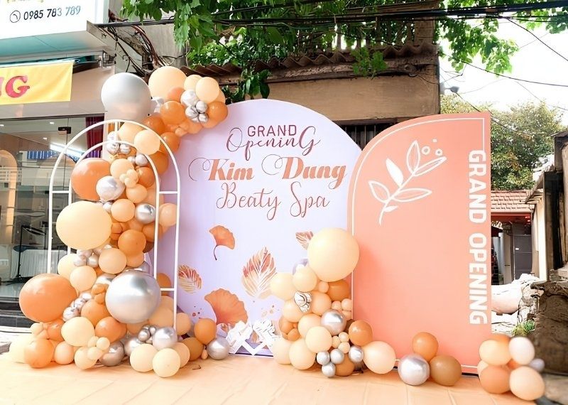 Mẫu backdrop khai trương spa beauty Kim Dung