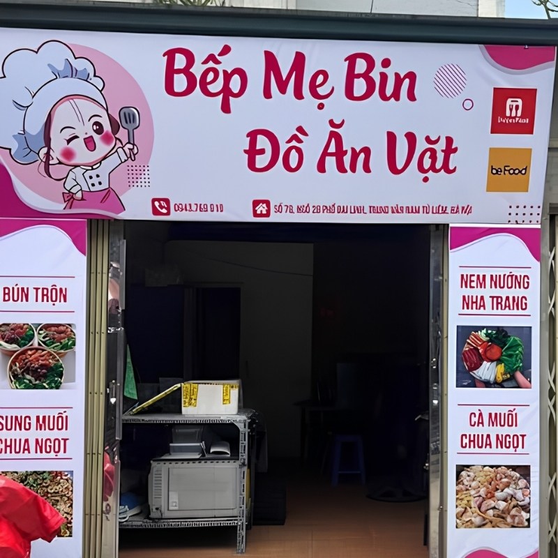 Bảng hiệu ăn vặt in bạt hiflex