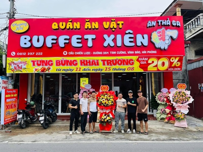 Mẫu bảng hiệu ăn vặt buffet xi&ecirc;n