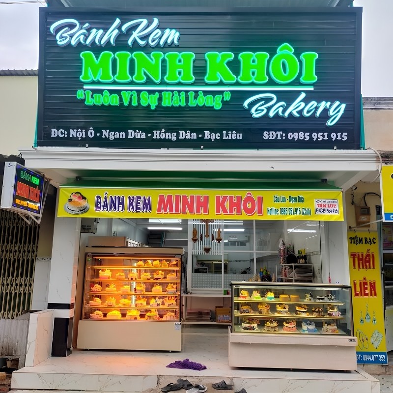 Mẫu bảng hiệu b&aacute;nh k&egrave;m Minh Kh&ocirc;i Bakery