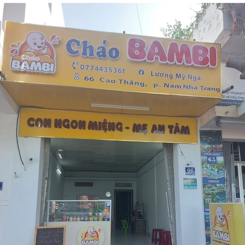 Mẫu bảng hiệu ch&aacute;o dinh dưỡng Bambi