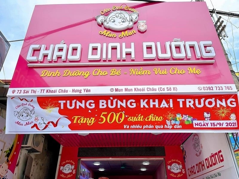 Bảng hiệu ch&aacute;o dinh dưỡng mặt dựng alu kết hợp chữ nổi mica