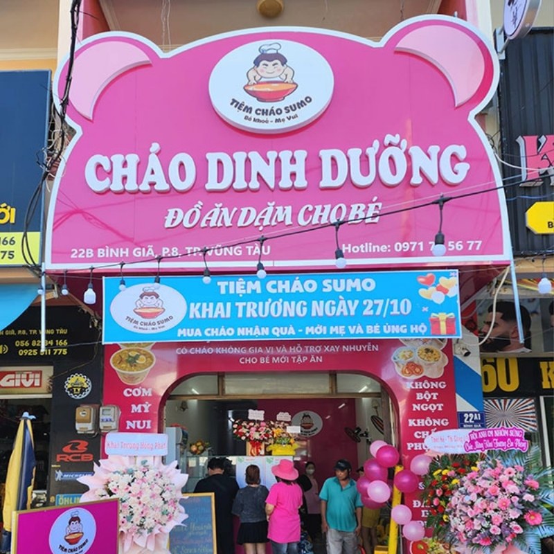 Mẫu bảng hiệu ch&aacute;o dinh dưỡng ăn dặm cho b&eacute;
