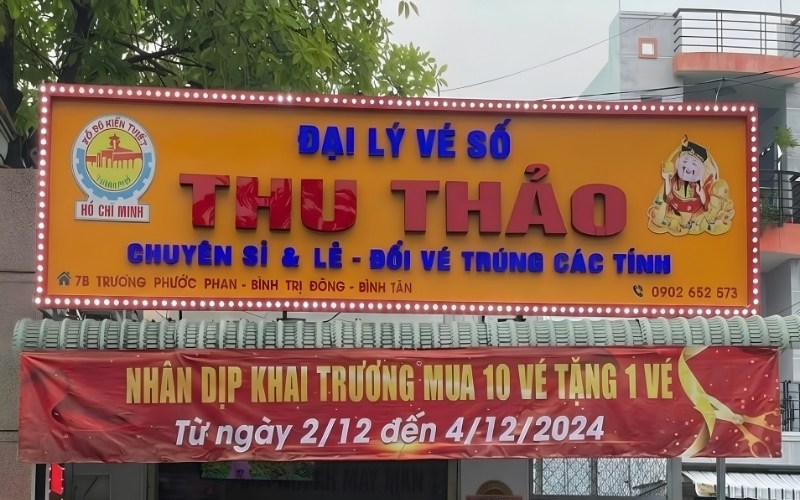 Mẫu bảng hiệu đại l&yacute; v&eacute; số thu thảo