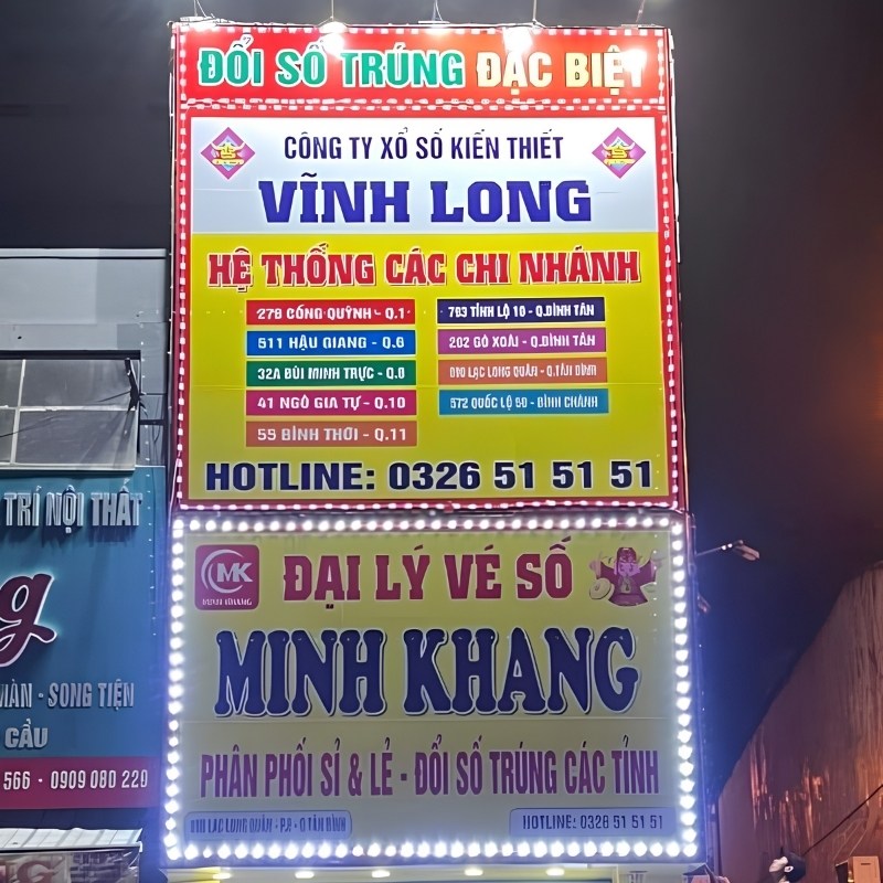 Mẫu bảng hiệu đại l&yacute; v&eacute; số minh khang