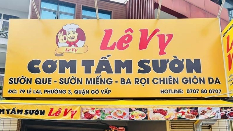 Mẫu bảng hiệu cơm tấm sườn nền v&agrave;ng