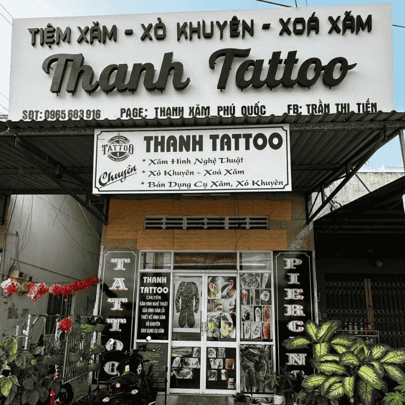 Bảng hiệu tattoo mặt dựng alu kết hợp chữ nổi mica