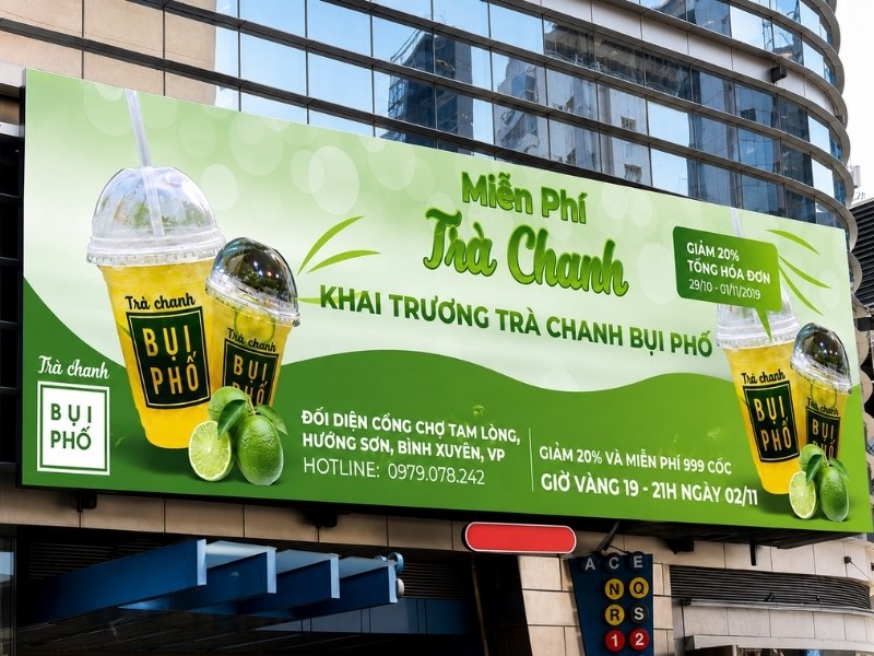 Bảng hiệu tr&agrave; chanh d&aacute;n decal
