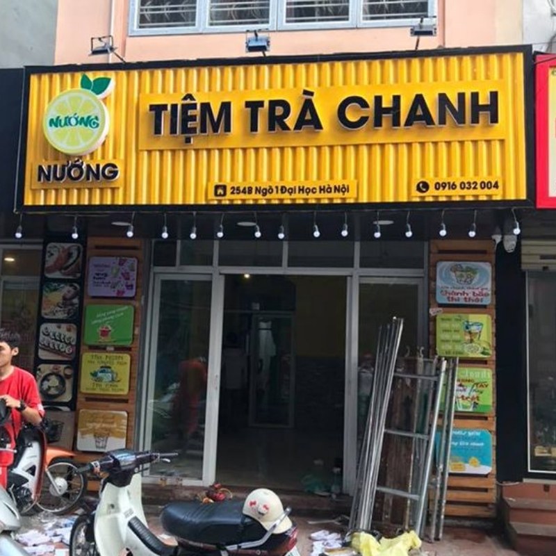 Thiết kế bảng hiệu tr&agrave; chanh theo y&ecirc;u cầu v&agrave; thi c&ocirc;ng trọn g&oacute;i