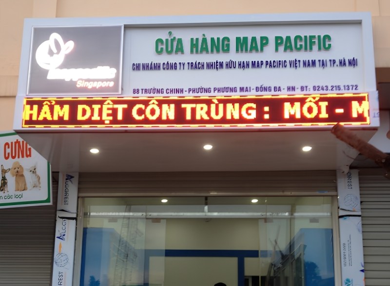 Mẫu hộp đ&egrave;n led chạy chữ 1 m&agrave;u cho cửa h&agrave;ng Map Pacific