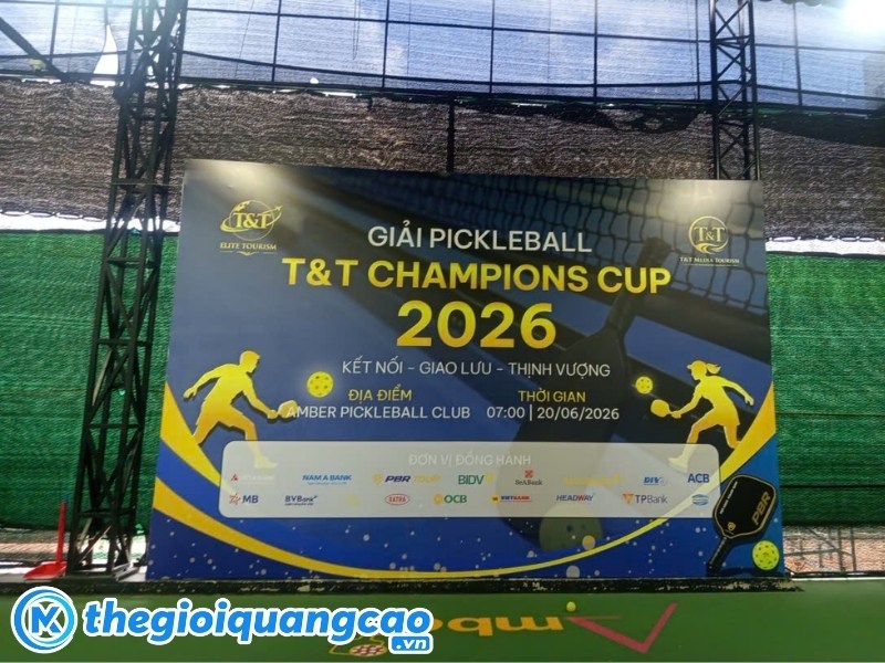 Dự án thiết kế và thi công backdrop giải pickleball đẹp