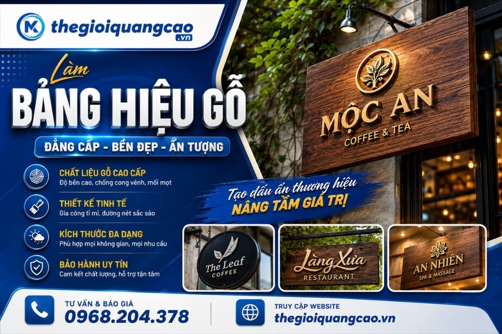 Làm Bảng Hiệu Gỗ Đẹp, Giá Rẻ, Uy Tín Tại TPHCM
