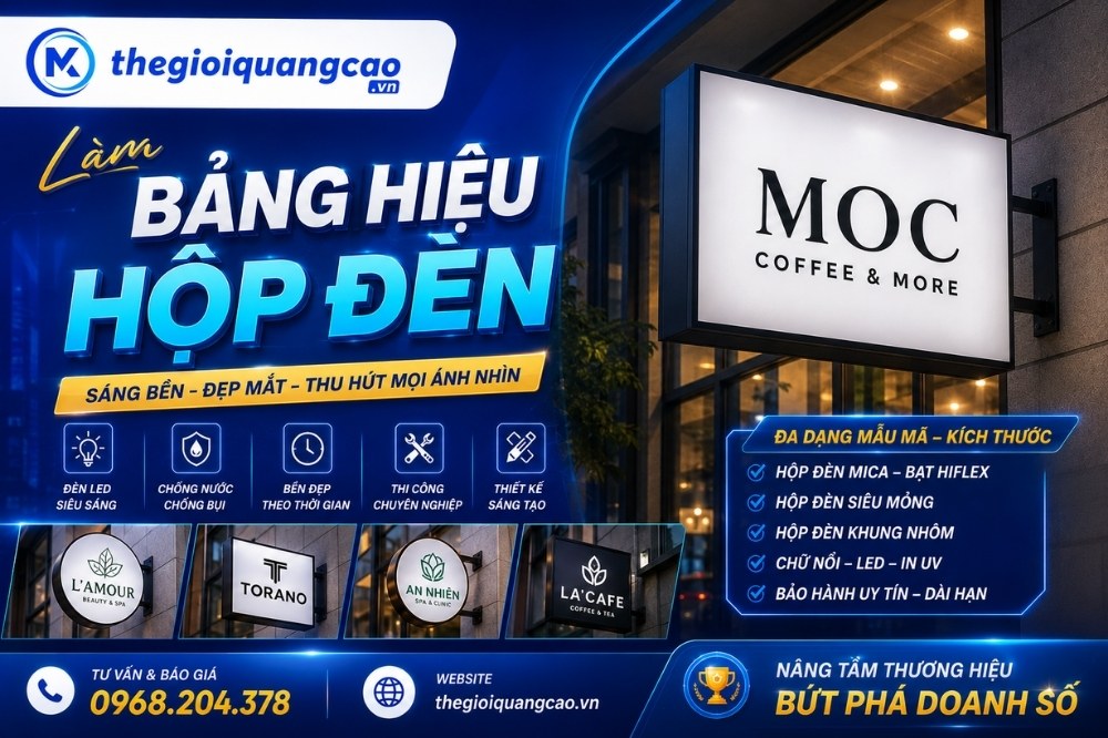Làm Bảng Hiệu Hộp Đèn Đẹp, Giá Rẻ Tại TPHCM
