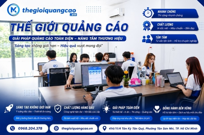 Đội ngữ nh&acirc;n vi&ecirc;n tư vấn v&agrave; thiết kế chuy&ecirc;n nghiệp tại Thế Giới Quảng C&aacute;o