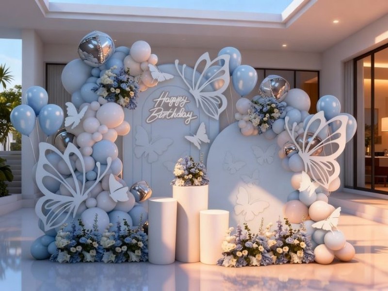 Mẫu backdrop 3D sinh nhật đẹp, chuy&ecirc;n nghiệp