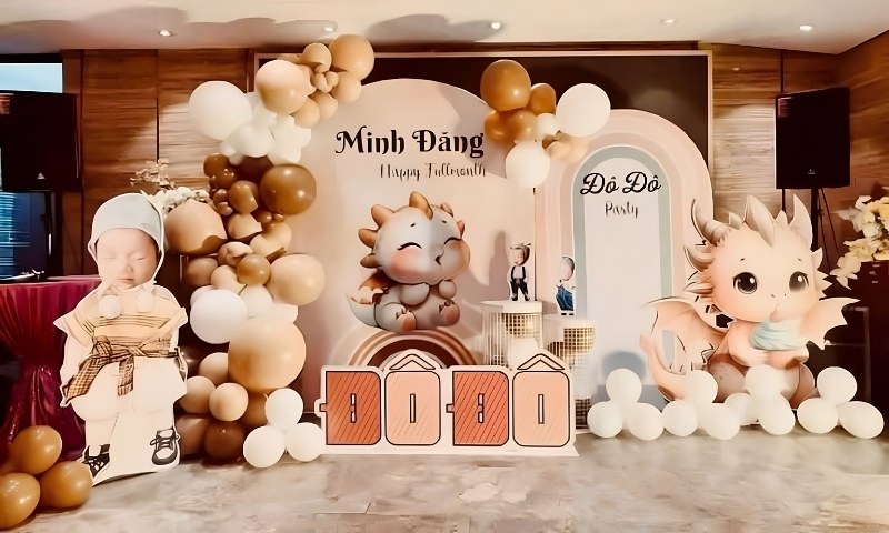 Mẫu backdrop in 3D cho sự kiện th&ocirc;i n&ocirc;i