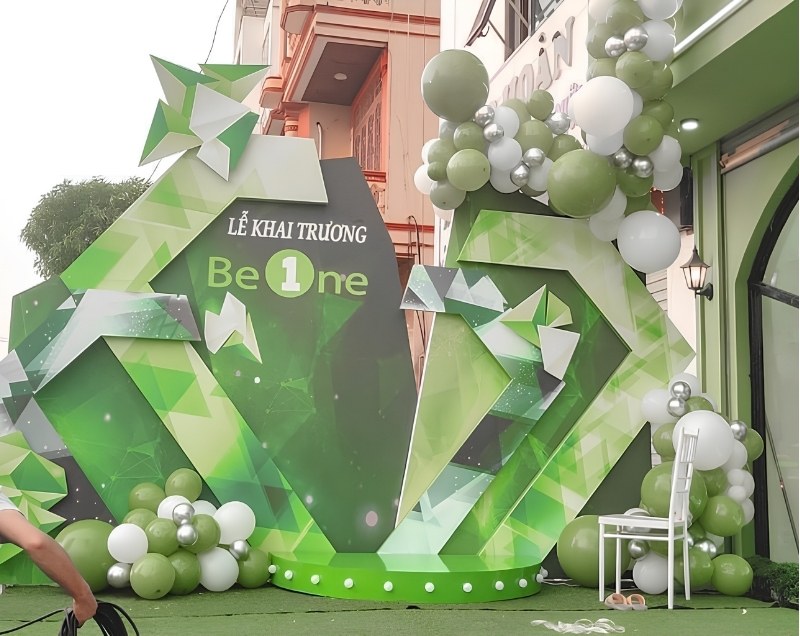 Mẫu backdrop 3D cho sự kiện lễ khai trương Be1ne