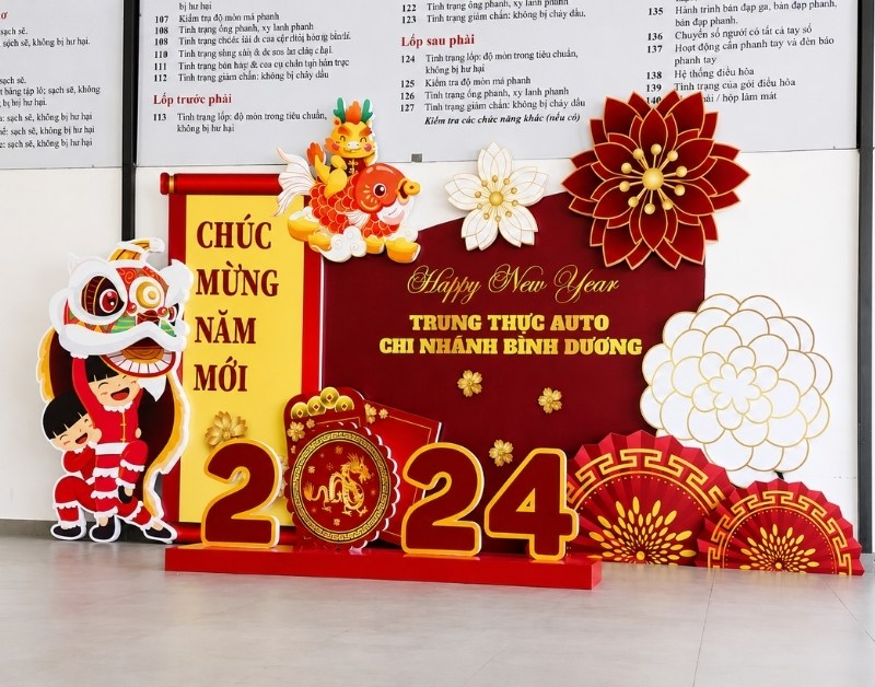 Backdrop 3D Happy New Year d&ugrave;ng Formex tạo khối
