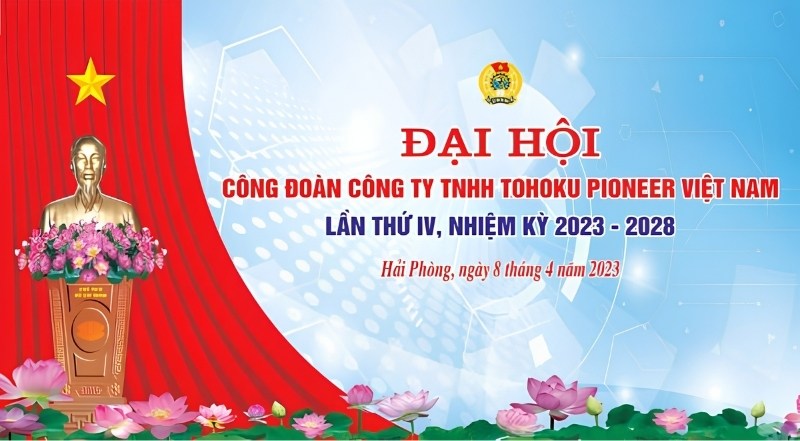 Mẫu backdrop đại hội đảng c&ocirc;ng ty tnhh tohoku pioneer việt nam