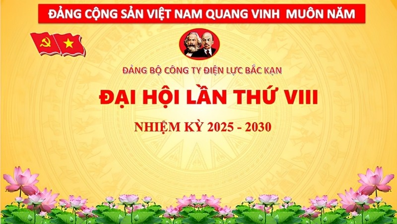 Mẫu backdrop đại hội đảng bộ c&ocirc;ng ty điện lực bắc kạn
