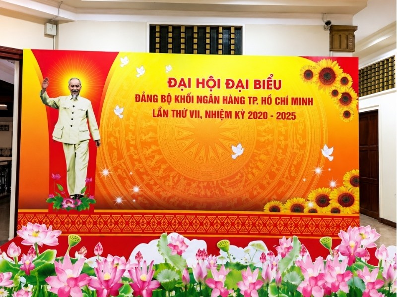 Thiết kế backdrop đại hội đảng đại biểu theo y&ecirc;u cầu