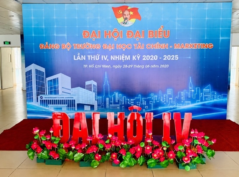 Backdrop đại hội đại biệu in chất liệu bạt hiflex